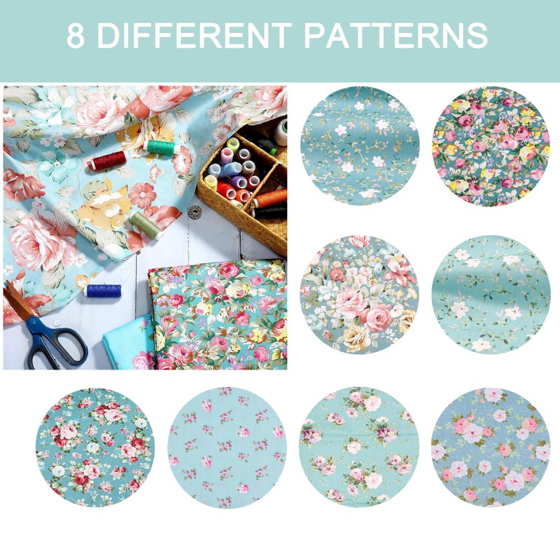 Hanjunzhao Green Fat Quarters Fabric Bundles, Precut Quilt Sewing Quilting Fabric, 18 x 22 inches (Green Floral) - Image 3